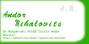 andor mihalovits business card